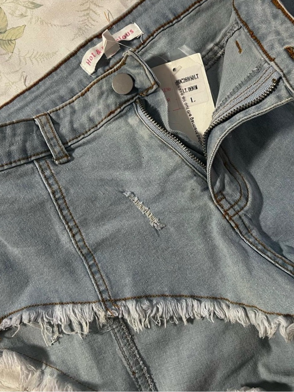 Hot & Delicious Light Blue Distressed Denim Mini Shorts